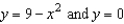 Set up the double integral required to find the moment of inertia I, about the line   of the lamina bounded by the graphs of the equations   for the density   . Use a computer algebra system to evaluate the double integral.