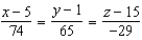 <strong>Find symmetric equations of the tangent line to the curve of intersection of the surfaces at the point .</strong> A) B) C) D) E)