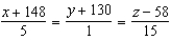<strong>Find symmetric equations of the tangent line to the curve of intersection of the surfaces at the point .</strong> A) B) C) D) E)