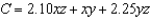 <strong>A rectangular box with an open top has a length of x feet, a width of y feet, and a height of z feet. It costs $2.10 per square foot to build the base and $0.75 per square foot to build the sides. Write the cost C of constructing the box as a function of x, y, and z.</strong> A) B) C) D) E)