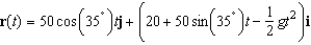 <strong>Find the vector-valued function for the path of a projectile launched at a height of 20 feet above the ground with an initial velocity of 50 feet per second at an angle of 35 degrees above the horizontal. Use a graphing utility to graph the path of the projectile and confirm your selection. Let i be the unit vector in the horizontal direction and j the unit vector in the vertical direction.</strong> A) B) C) D) E)