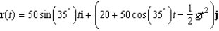 <strong>Find the vector-valued function for the path of a projectile launched at a height of 20 feet above the ground with an initial velocity of 50 feet per second at an angle of 35 degrees above the horizontal. Use a graphing utility to graph the path of the projectile and confirm your selection. Let i be the unit vector in the horizontal direction and j the unit vector in the vertical direction.</strong> A) B) C) D) E)
