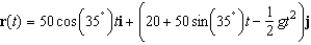 <strong>Find the vector-valued function for the path of a projectile launched at a height of 20 feet above the ground with an initial velocity of 50 feet per second at an angle of 35 degrees above the horizontal. Use a graphing utility to graph the path of the projectile and confirm your selection. Let i be the unit vector in the horizontal direction and j the unit vector in the vertical direction.</strong> A) B) C) D) E)