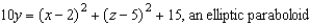 <strong>Find the equation of the surface satisfying the conditions, and identify the surface. The set of points equidistant from the point (2, 4, 5 ) and the plane .</strong> A) B) C) D) E)