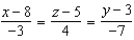 <strong>Find a set of symmetric equations of the line through the point parallel to the vector .</strong> A) B) C) D) E)