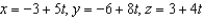 <strong>Find the set of parametric equations of the line through the point that is parallel to the line , ,and .</strong> A) B) C) D) E)