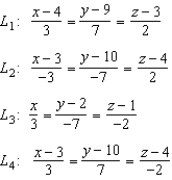 Determine whether any of the lines given below are parallel or identical.  