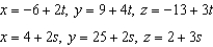 Determine whether the lines given below intersect, and, if so, find the point of intersection.  