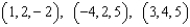 Find an equation of a plane passing through the following three points.  