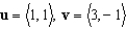 Find the angle between the vectors for u and v given below.  