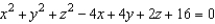 Complete the square to write the following equation in the standard form for a sphere.