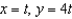 <strong>Find a set of parametric equations for the rectangular equation that satisfies the condition at the point .</strong> A) B) C) D) E)