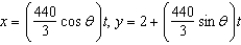 <strong>The parametric equations for the path of a projectile launched at a height h feet above the ground, at an angle with the horizontal and having an initial velocity of feet per second is given by and . The center field fence in a ballpark is feet high and feet from home plate. The ball is hit 2 feet above the ground. It leaves the bat at an angle of degrees with the horizontal at a speed of 100 miles per hour as shown in the figure. Write a set of parametric equations for the path of the ball. </strong> A) B) C) D) E)