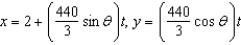 <strong>The parametric equations for the path of a projectile launched at a height h feet above the ground, at an angle with the horizontal and having an initial velocity of feet per second is given by and . The center field fence in a ballpark is feet high and feet from home plate. The ball is hit 2 feet above the ground. It leaves the bat at an angle of degrees with the horizontal at a speed of 100 miles per hour as shown in the figure. Write a set of parametric equations for the path of the ball. </strong> A) B) C) D) E)