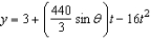 <strong>The parametric equations for the path of a projectile launched at a height h feet above the ground, at an angle with the horizontal and having an initial velocity of feet per second is given by and . The center field fence in a ballpark is feet high and feet from home plate. The ball is hit 3 feet above the ground. It leaves the bat at an angle of degrees with the horizontal at a speed of 100 miles per hour as shown in the figure. Find the minimum angle at which the ball must leave the bat in order for the hit to be a home run using the parametric equations and . Round your answer to one decimal place. </strong> A) B) C) D) E)