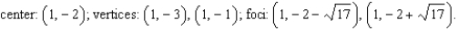<strong>Find the center, foci, and vertices of the hyperbola. </strong> A) B) C) D) E)