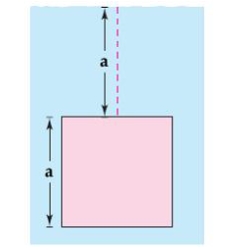 Find the fluid force of a square vertical plate submerged in water, where   meters and the weight-density of water is 9800 newtons per cubic meter.  