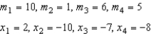 Find the center of mass of the point masses lying on the x-axis.  