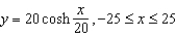 Electrical wires suspended between two towers form a catenary modeled by the equation   where x and y are measured in meters. The towers are 50 meters apart. Find the length of the suspended cable. Round your answer to three decimal places.  