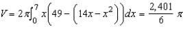 <strong>Use the shell method to set up and evaluate the integral that gives the volume of the solid generated by revolving the plane region about the y-axis. </strong> A) B) C) D) E)