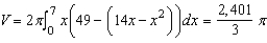 <strong>Use the shell method to set up and evaluate the integral that gives the volume of the solid generated by revolving the plane region about the y-axis. </strong> A) B) C) D) E)