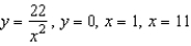 Use the disk or shell method to find the volume of the solid generated by revolving the region bounded by the graphs of the equations about the line   .  