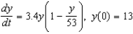 Find the logistic equation that satisfies the following differential equation and initial condition.  