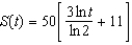 <strong>The rate of change in sales S is inversely proportional to time measured in weeks. Find S as a function of t if sales after 2 and 4 weeks are 200 units and 350 units respectively.</strong> A) B) C) D) E)