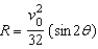 The range R of a projectile is   where   is the initial velocity in feet per second and   is the angle of elevation. If   feet per second and   is changed from   to   use differentials to approximate the change in the range. Round your answer to the nearest integer.