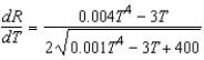 <strong>The resistance R of a certain type of resistor is where R is measured in ohms and the temperature T is measured in degrees Celsius. Use a computer algebra system to find </strong> A) B) C) D) E)