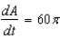<strong>The radius, r, of a circle is decreasing at a rate of centimeters per minute. Find the rate of change of area, A, when the radius is .</strong> A) sq cm/min B) sq cm/min C) sq cm/min D) sq cm/min E) sq cm/min
