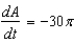 <strong>The radius, r, of a circle is decreasing at a rate of centimeters per minute. Find the rate of change of area, A, when the radius is .</strong> A) sq cm/min B) sq cm/min C) sq cm/min D) sq cm/min E) sq cm/min