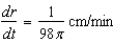 <strong>A spherical balloon is inflated with gas at the rate of cubic centimeters per minute. How fast is the radius of the balloon increasing at the instant the radius is centimeters?</strong> A) B) C) D) E)