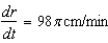 <strong>A spherical balloon is inflated with gas at the rate of cubic centimeters per minute. How fast is the radius of the balloon increasing at the instant the radius is centimeters?</strong> A) B) C) D) E)
