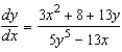 <strong>Find by implicit differentiation. </strong> A) B) C) D) E)