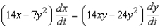 <strong>Differentiate with respect to t (x and y are functions of t).</strong> A) B) C) D) E)