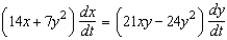 <strong>Differentiate with respect to t (x and y are functions of t).</strong> A) B) C) D) E)