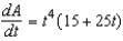 <strong>The length of a rectangle is and its height is , where t is time in seconds and the dimensions are in inches. Find the rate of change of area, A, with respect to time.</strong> A) square inches/second B) square inches/second C) square inches/second D) square inches/second E) square inches/second