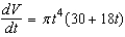 <strong>The radius of a right circular cylinder is and its height is , where t is time in seconds and the dimensions are in inches. Find the rate of change of the volume of the cylinder, V, with respect to time.</strong> A) cubic inches per second B) cubic inches per second C) cubic inches per second D) cubic inches per second E) cubic inches per second