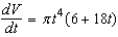 <strong>The radius of a right circular cylinder is and its height is , where t is time in seconds and the dimensions are in inches. Find the rate of change of the volume of the cylinder, V, with respect to time.</strong> A) cubic inches per second B) cubic inches per second C) cubic inches per second D) cubic inches per second E) cubic inches per second