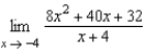 <strong>Find the following limit (if it exists). Write a simpler function that agrees with the given function at all but one point. </strong> A) 40 B) -24 C) 24 D) -40 E)