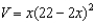 <strong>An open box of maximum volume is to be made from a square piece of material centimeters on a side by cutting equal squares from the corners and turning up the sides (see figure). Write the volume V as a function of x, the length of the corner squares. </strong> A) B) C) D) E)