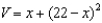 <strong>An open box of maximum volume is to be made from a square piece of material centimeters on a side by cutting equal squares from the corners and turning up the sides (see figure). Write the volume V as a function of x, the length of the corner squares. </strong> A) B) C) D) E)
