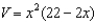 <strong>An open box of maximum volume is to be made from a square piece of material centimeters on a side by cutting equal squares from the corners and turning up the sides (see figure). Write the volume V as a function of x, the length of the corner squares. </strong> A) B) C) D) E)