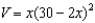 An open box of maximum volume is to be made from a square piece of material centimeters on a side by cutting equal squares from the corners and turning up the sides(see figure). What is the domain of the function .