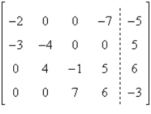 <strong>Write the system of linear equations represented by the augmented matrix. (Use variables x, y, z, and w.) </strong> A) B) C) D) E)