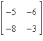 <strong>Find the determinant of the matrix .</strong> A) 6 B) -12 C) -63 D) -33 E) 22