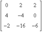 <strong>Find the determinant of .</strong> A) 64 B) -88 C) -110 D) -96 E) 0