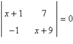 <strong>Solve for x given the following equation involving a determinant. </strong> A) B) C) D) E)