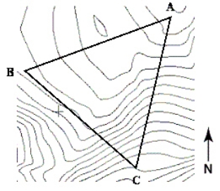 <strong>A triangular region of farmland has become overrun with deer and will be open to the public for hunting to reduce the population. In order to know how many hunters to allow on the land at one time, you need to know the area of the region in square miles. In order to estimate the area of the region, you travel from the southernmost vertex C north 24 miles then west 20 miles (for vertex B), and from the southernmost vertex C you travel 56 miles north then 11 miles east (for vertex A). Use a graphing utility to approximate the number of square miles of land. </strong> A) 428 square miles B) 68 square miles C) 176 square miles D) 548 square miles E) 692 square miles